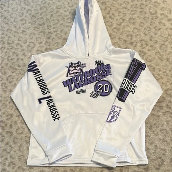 Kids White and Purple Hoodie - Picture 1 of 5